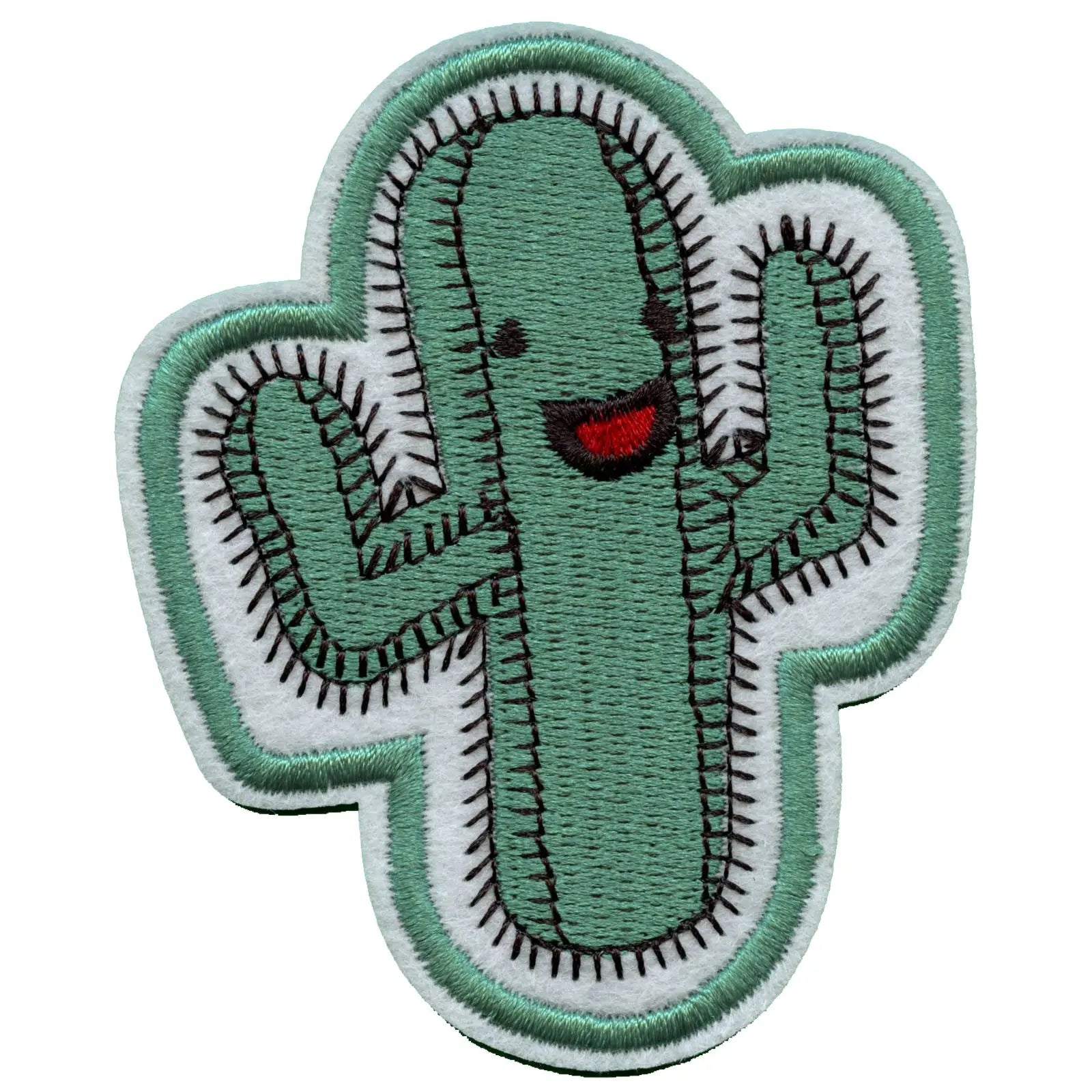 Happy Cactus Embroidered Applique Iron On Patch