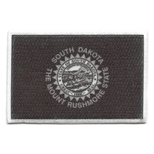 South Dakota Patch State Flag Grayscale Embroidered Iron On