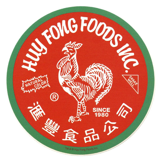 Sriracha Hot Chili Sauce Round Rooster Logo Red Sticker