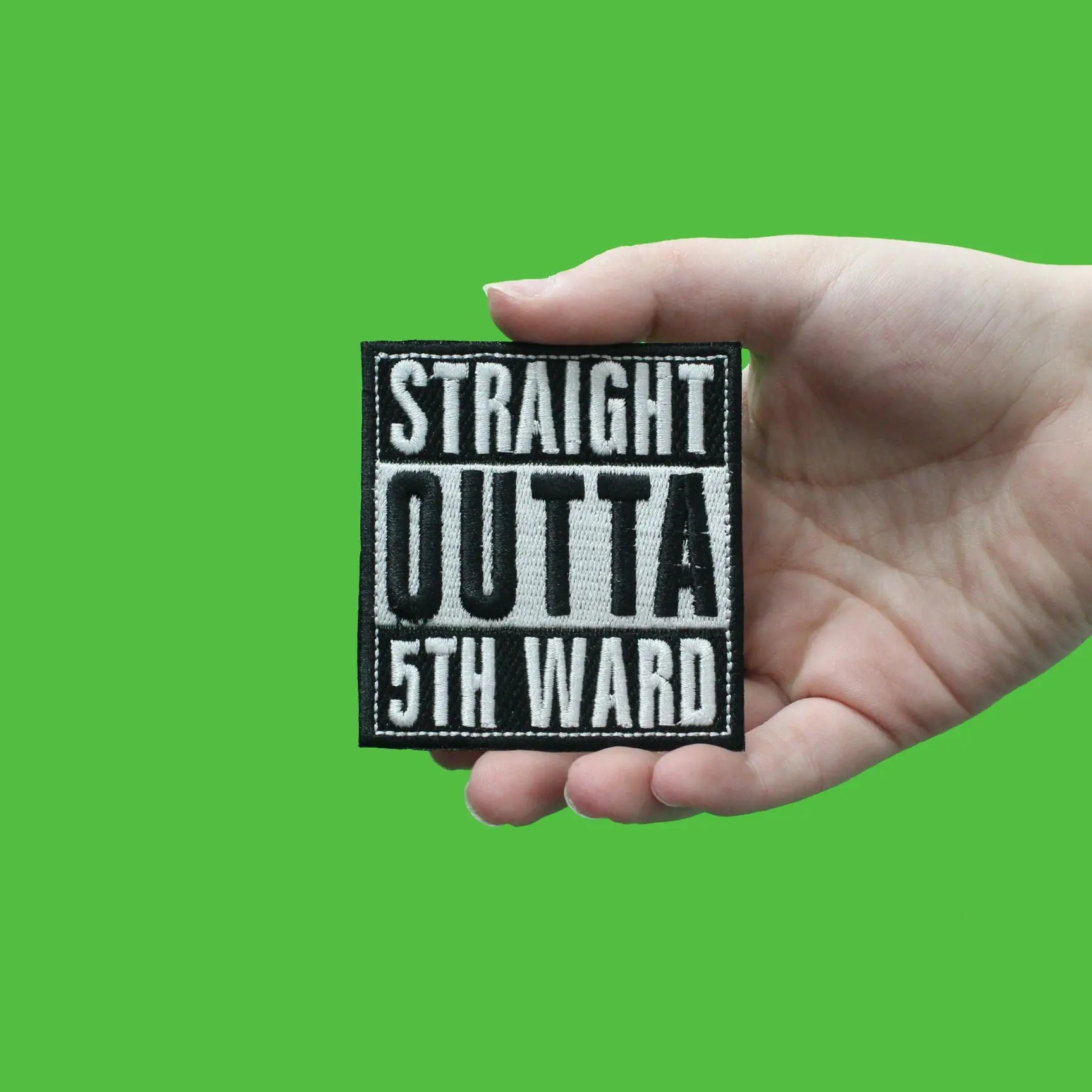 Straight Outta 5th Ward Houston Texas Box Logo Embroidered Iron On Patch