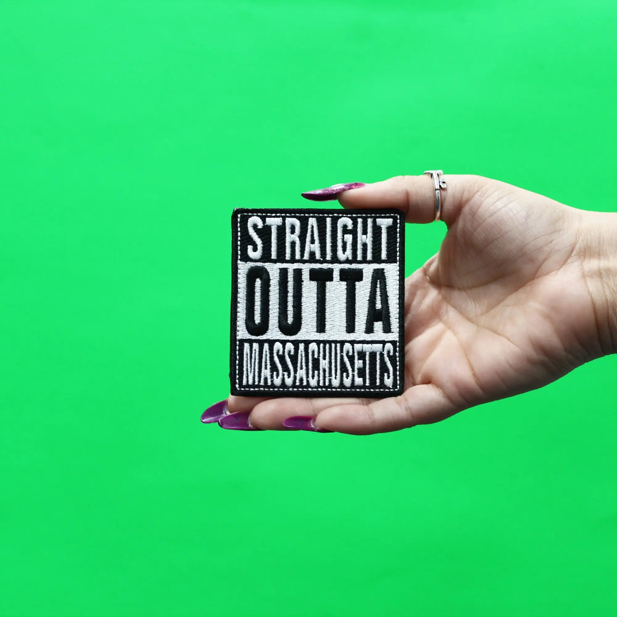 Straight Outta Massachusetts Patch Embroidered Iron On