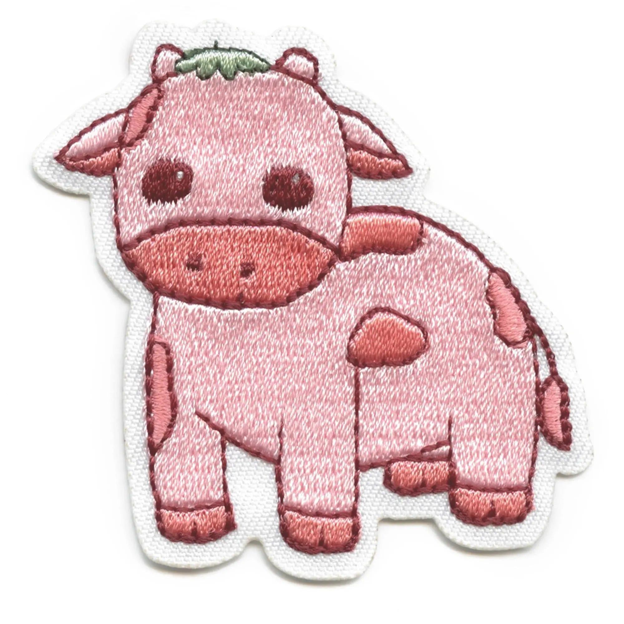 Strawberry Milk Cow Embroidered Iron On Patch