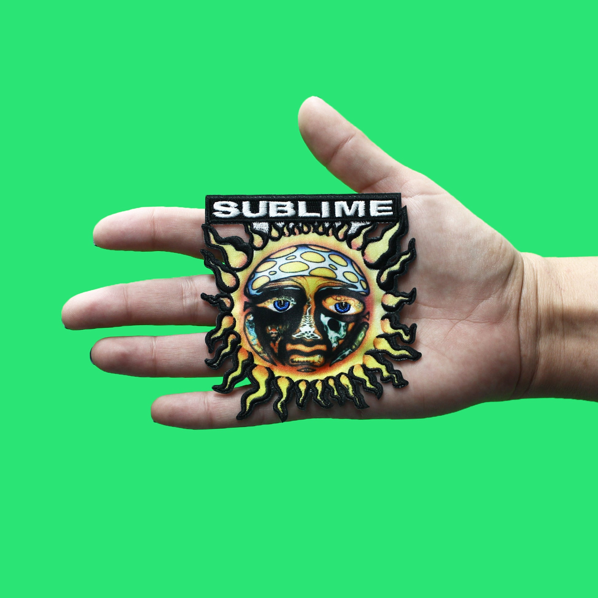 Sublime Sun Face Logo Patch California Rock Band Embroidered Iron On 