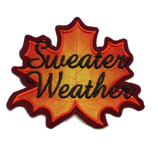 Sweater Weather Leaf Patch Fall Cozy Season Embroidered Iron On