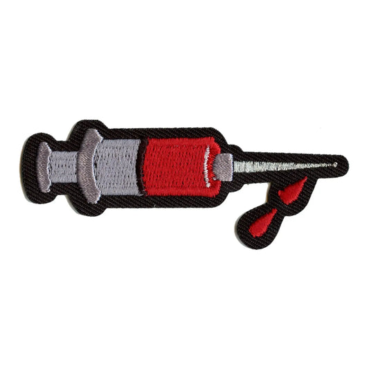 Syringe Emoji Embroidered Iron On Patch 
