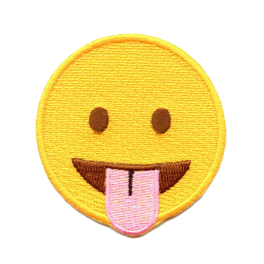 Emoji Sticking Out Tongue Iron On Applique Patch 