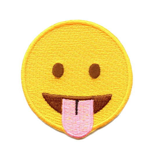 Emoji Sticking Out Tongue Iron On Applique Patch