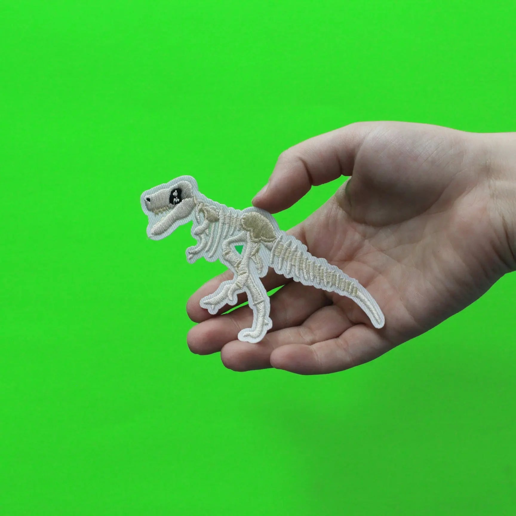 T-Rex White Skeleton Fossil Embroidered Iron on Patch