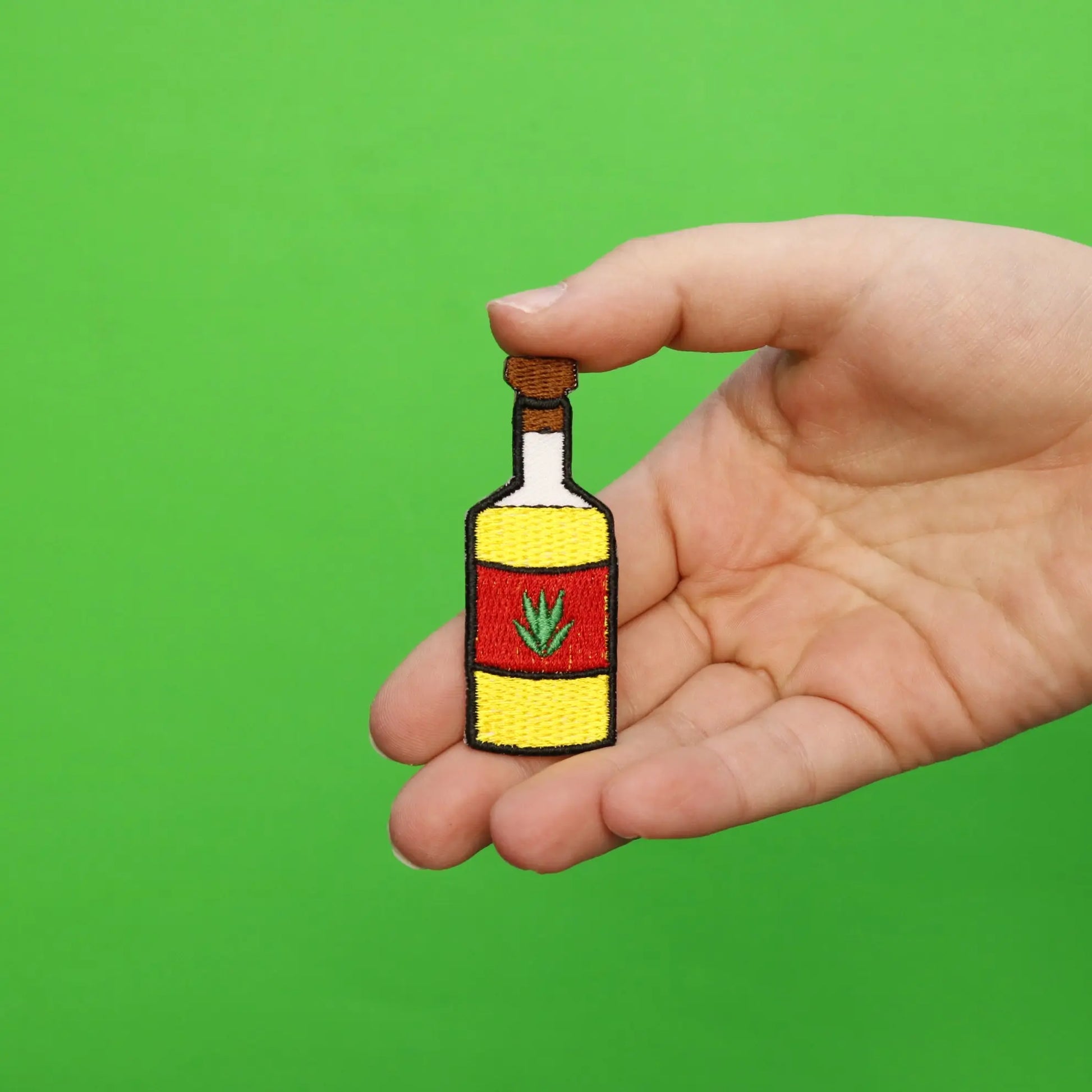 Tequila Leaf Liquor Bottle Embroidered Iron On Patch