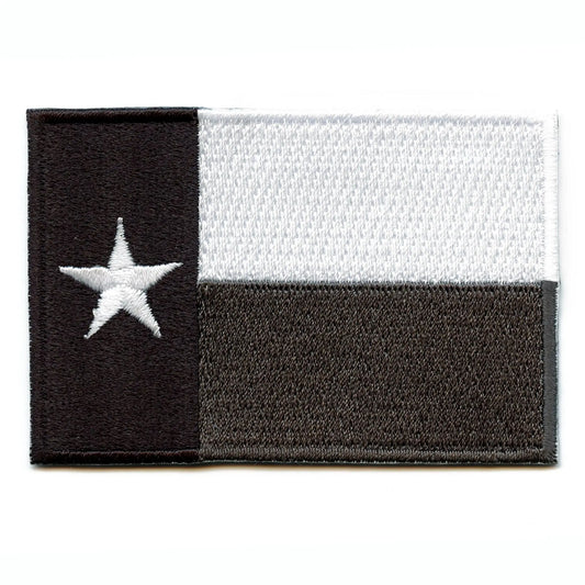 Texas State Flag Black And White Grayscale Embroidered Iron On Patch 