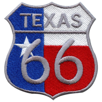 Texas Flag Route 66 Freeway Sign Embroidered Iron On Patch 
