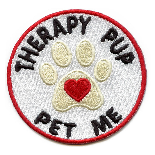Therapy Pup Pet Me Patch Health Service Pet Embroidered Iron On