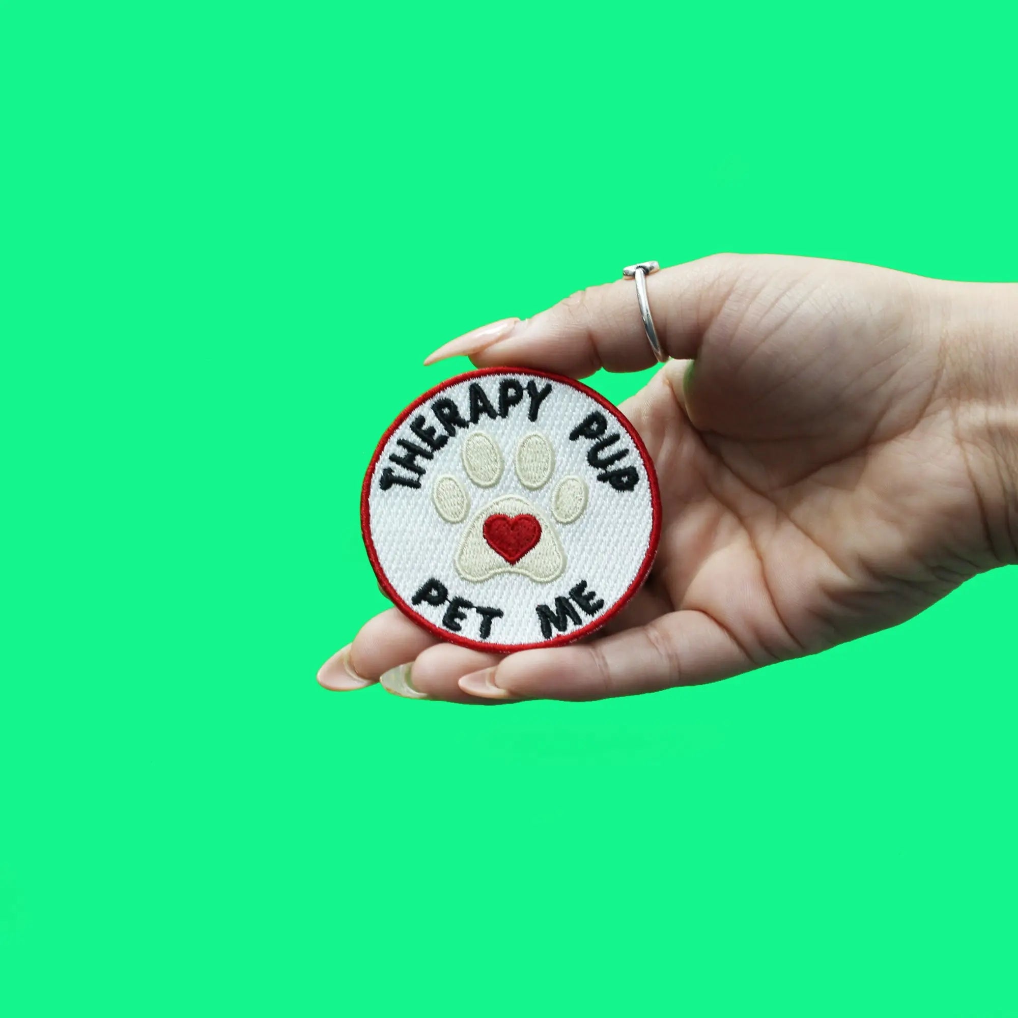 Therapy Pup Pet Me Patch Health Service Pet Embroidered Iron On