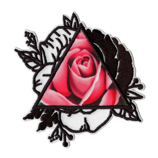 Triangle Rose Patch Traditional Tattoo Embroidered Iron On 
