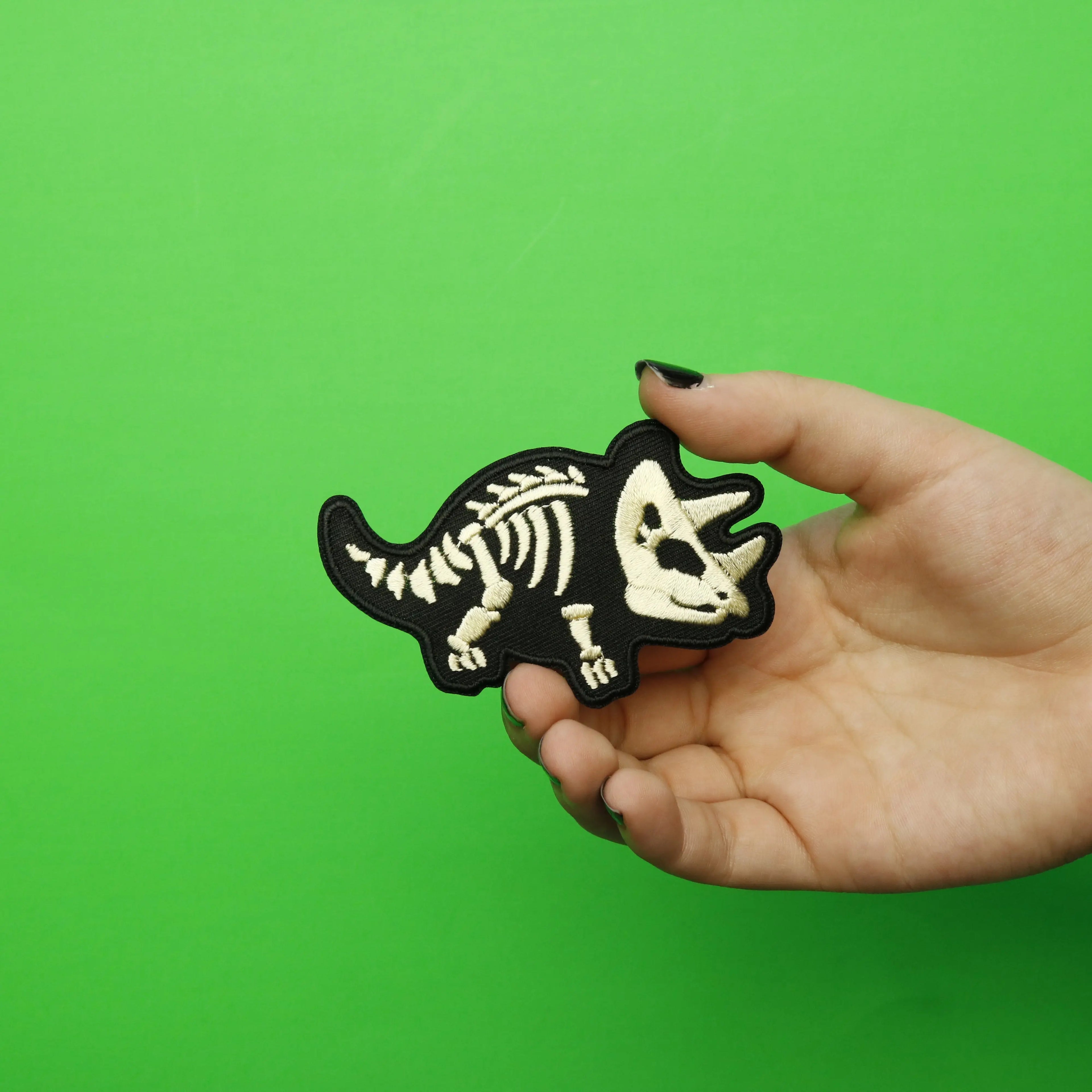 Triceratops Bones Dinosaur Fossil Embroidered Iron on Patch