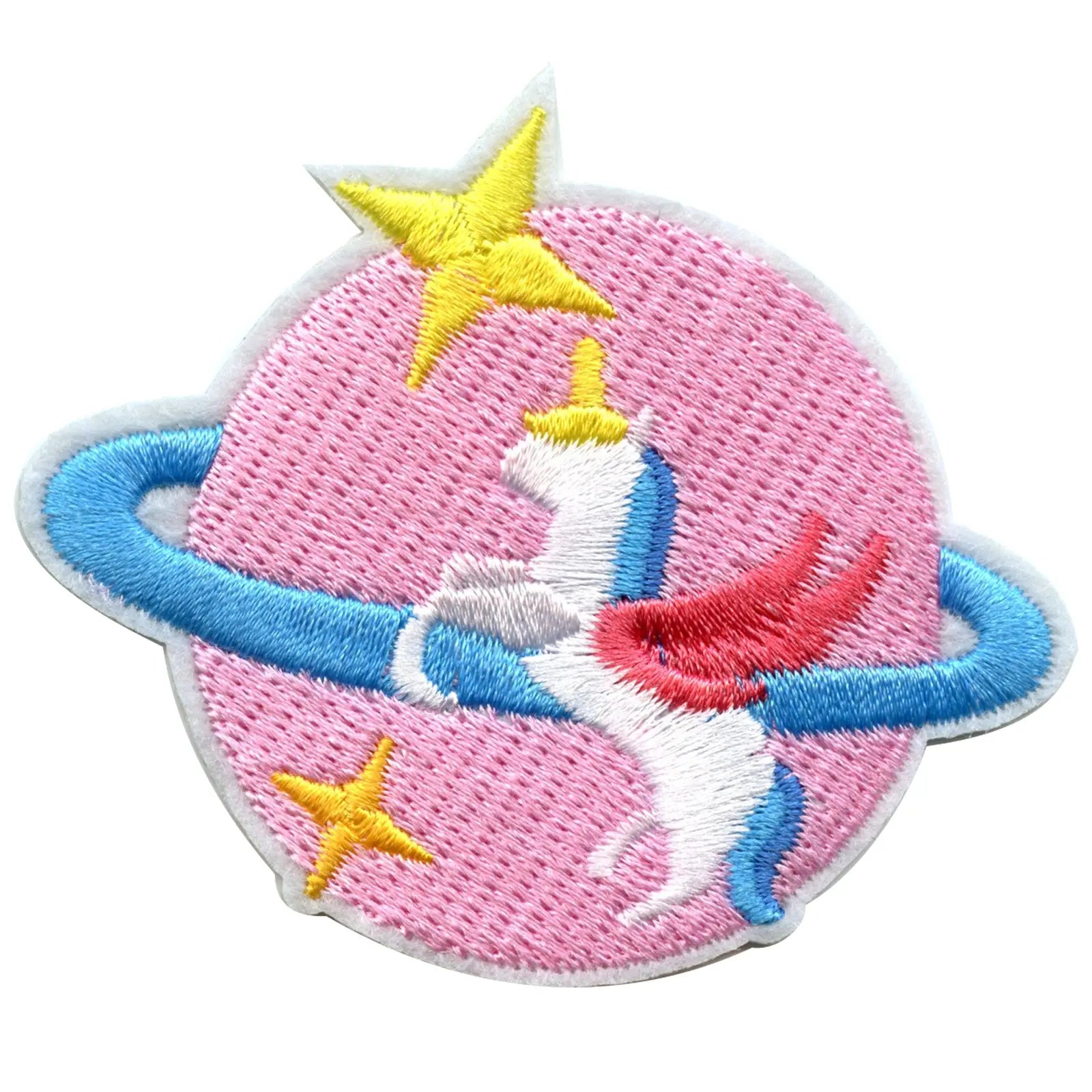 Unicorn With Pink Planet Embroidered Iron On Patch
