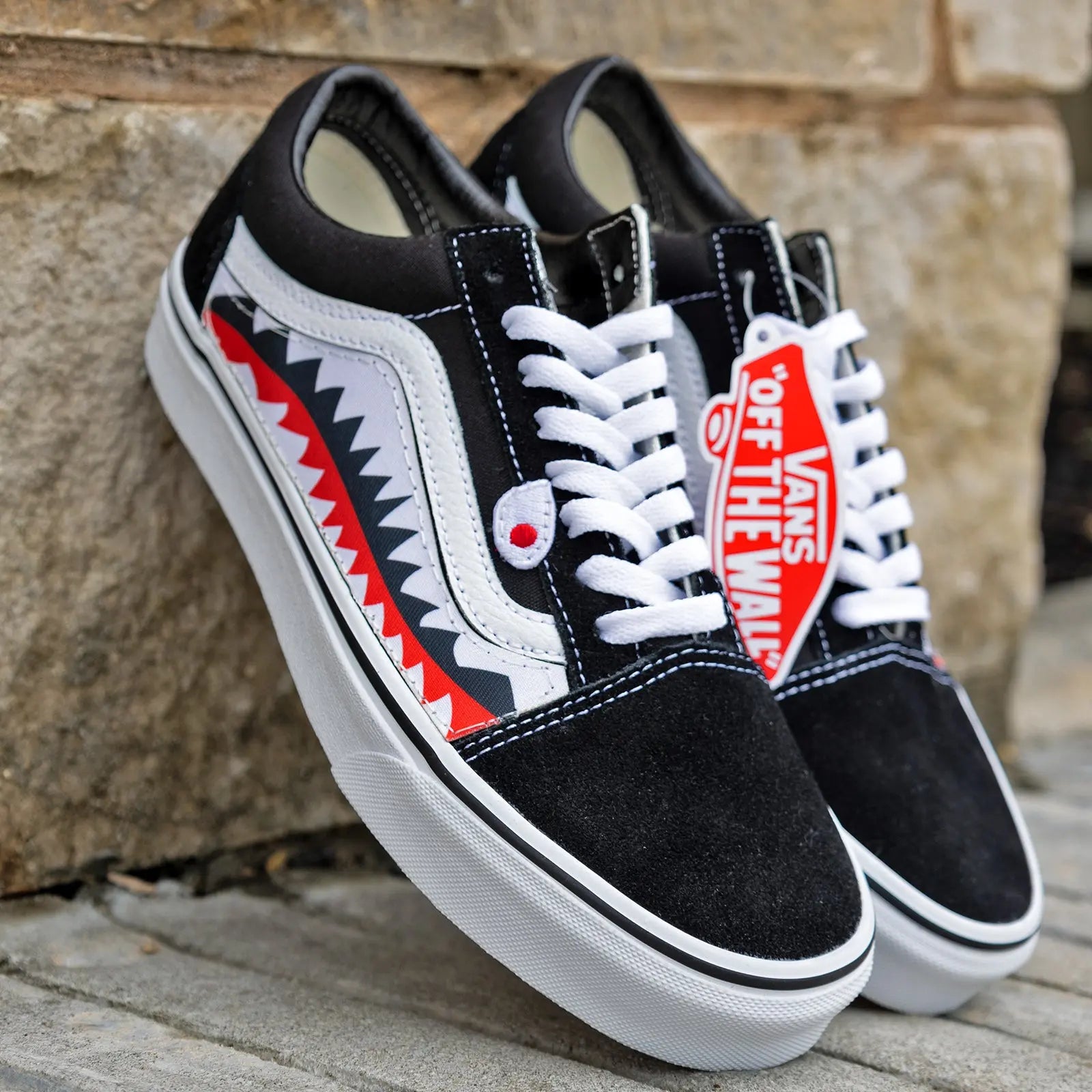 Vans Black Old Skool x Bape Shark Teeth Custom Handmade Shoes