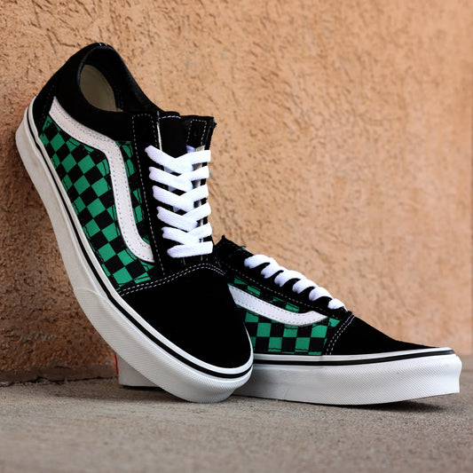 Vans Old Skool x Demon Checkerboard Custom Handmade Shoes By Patch Collection
