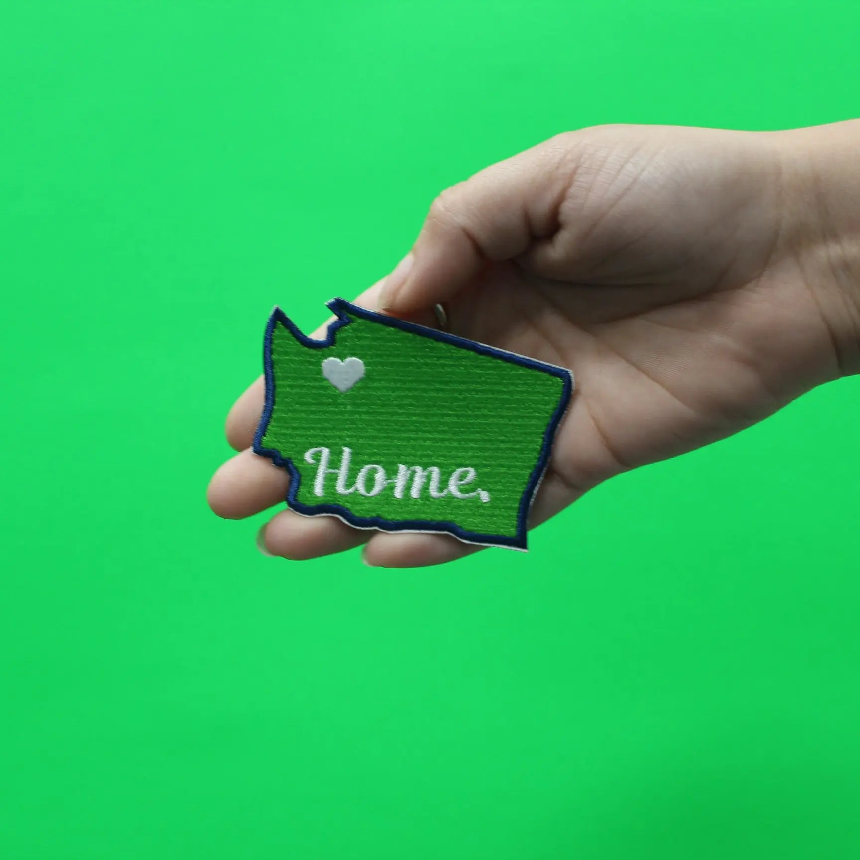 Washington Home State Patch Football Parody Embroidered Iron On - Navy/Green