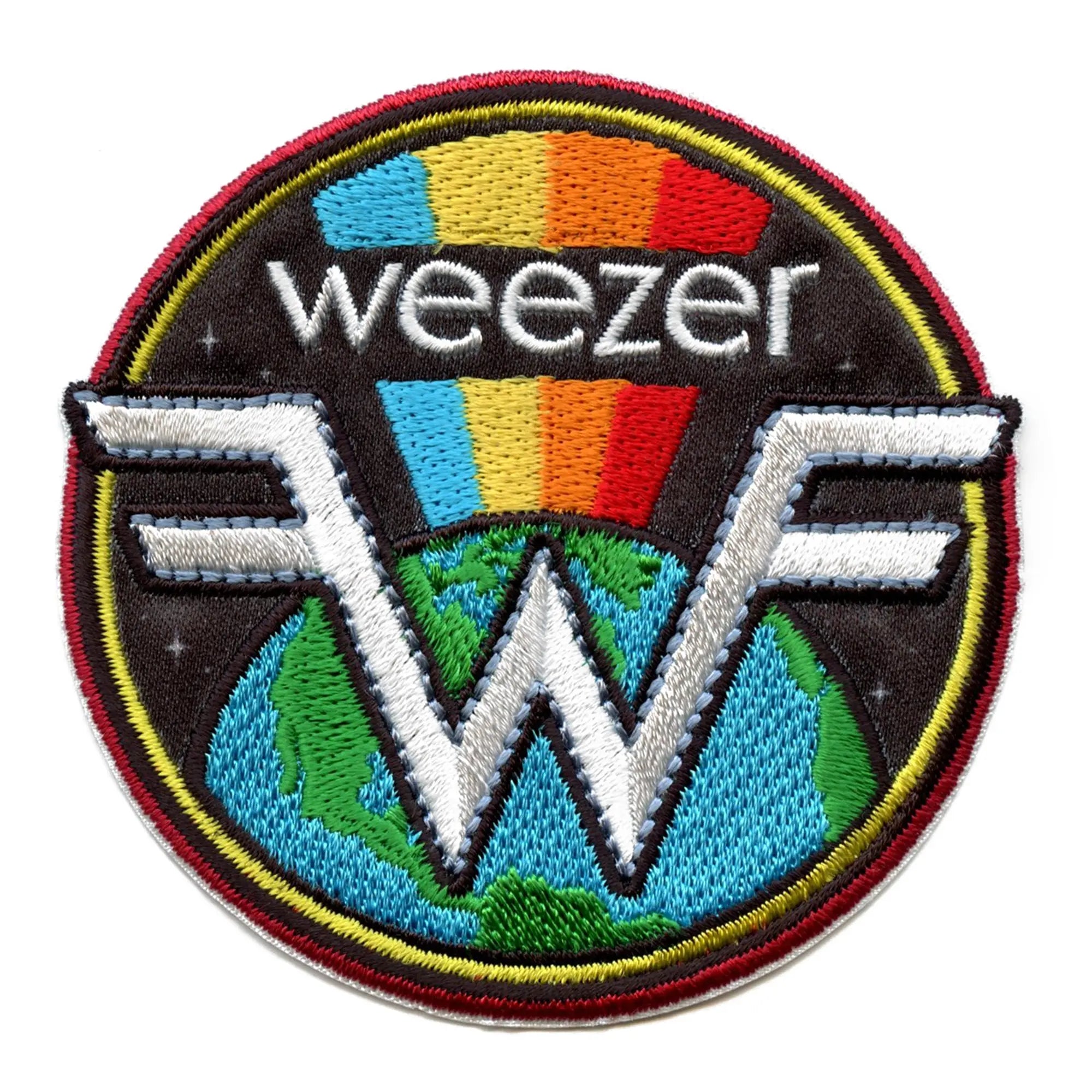 Weezer Rainbow World Logo Patch Round Embroidered Iron On