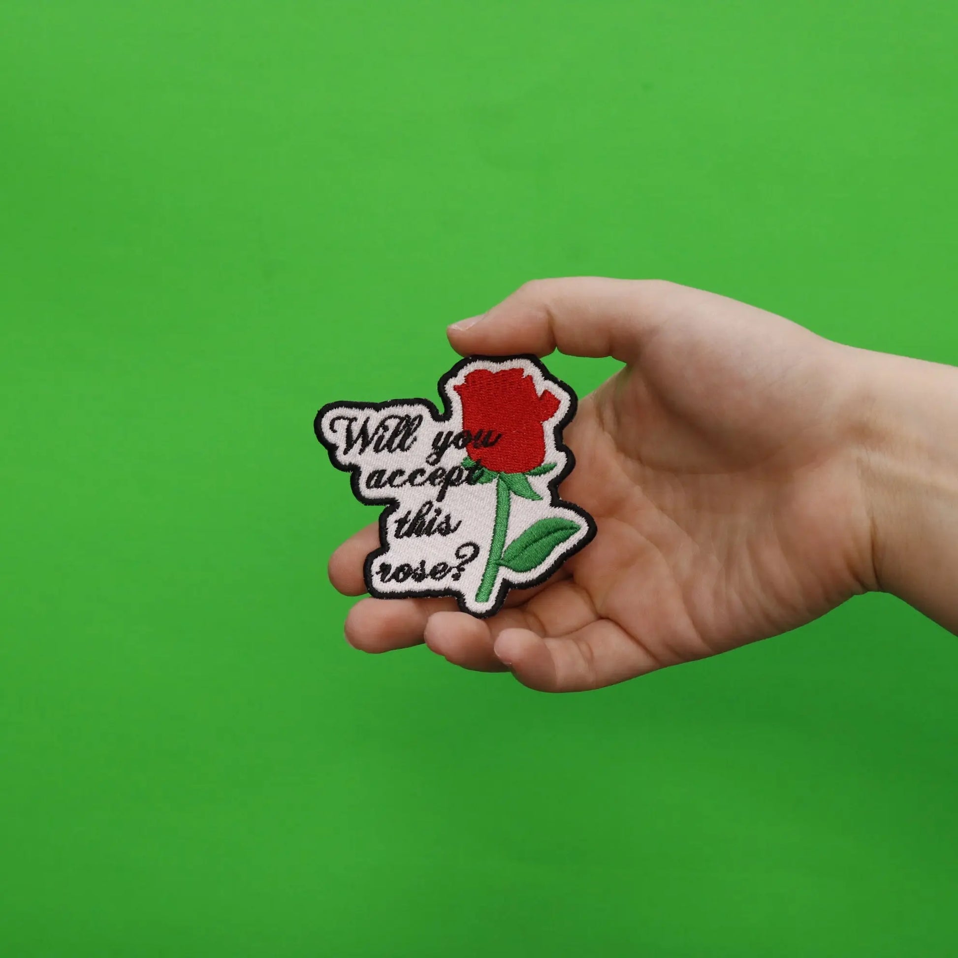 Will You Accept This Rose Embroidered Iron On Patch