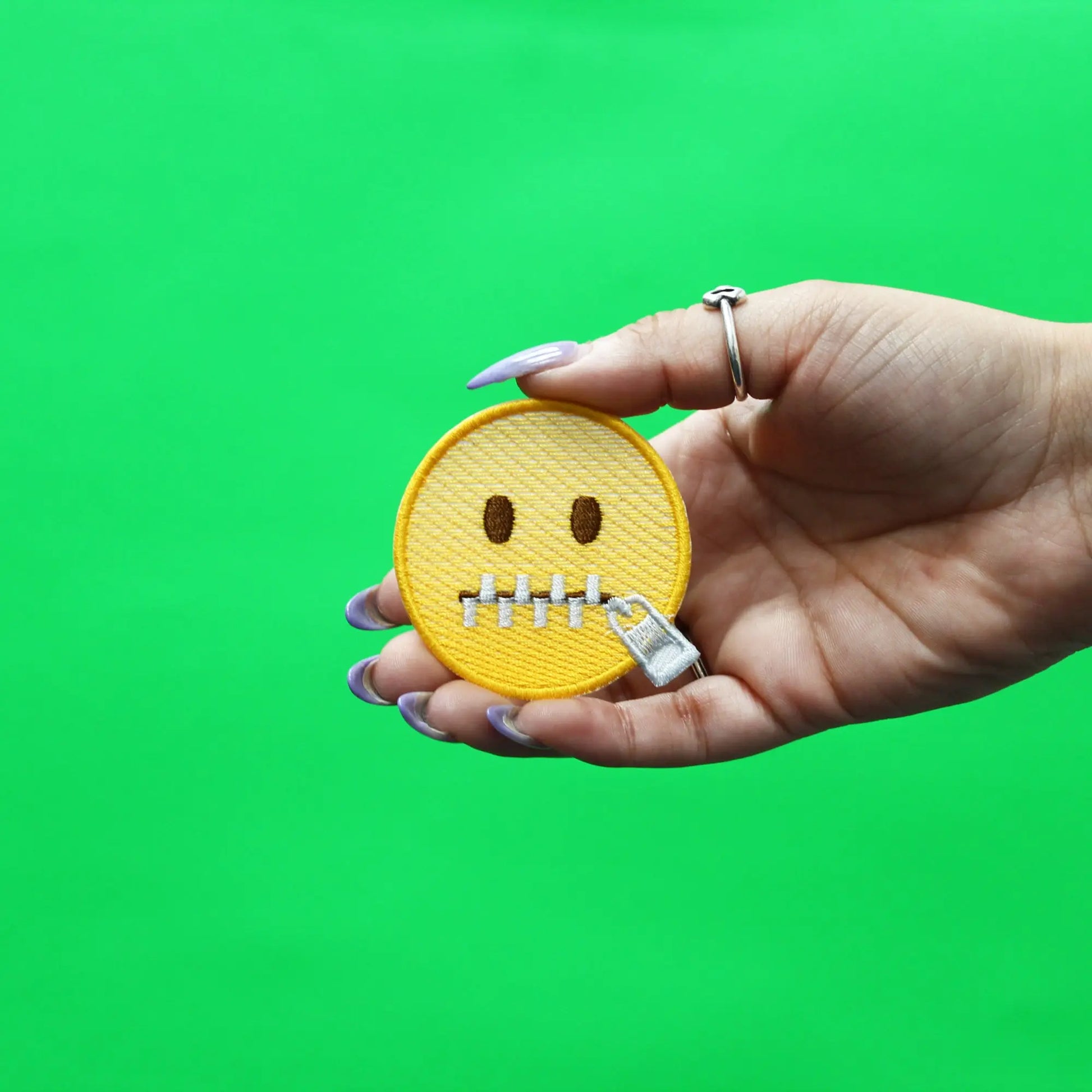 Zipper Mouth Face Patch Keyboard Emoji Embroidered Iron On