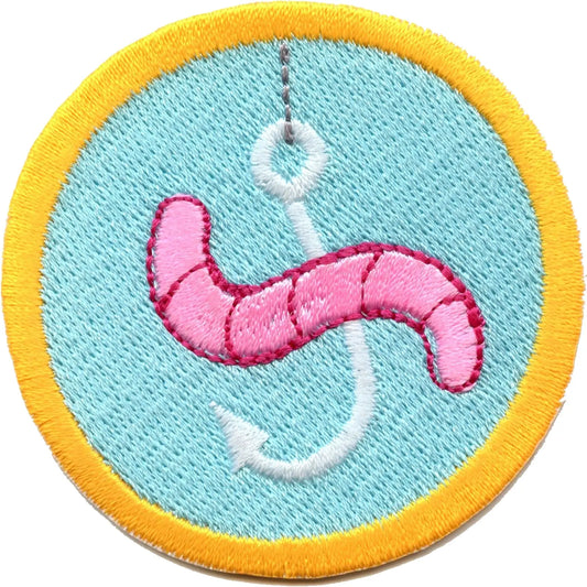 Baiting A Hook Merit Badge Embroidered Iron on Patch 
