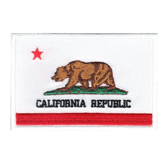 California Flag Iron On Embroidered Patch 