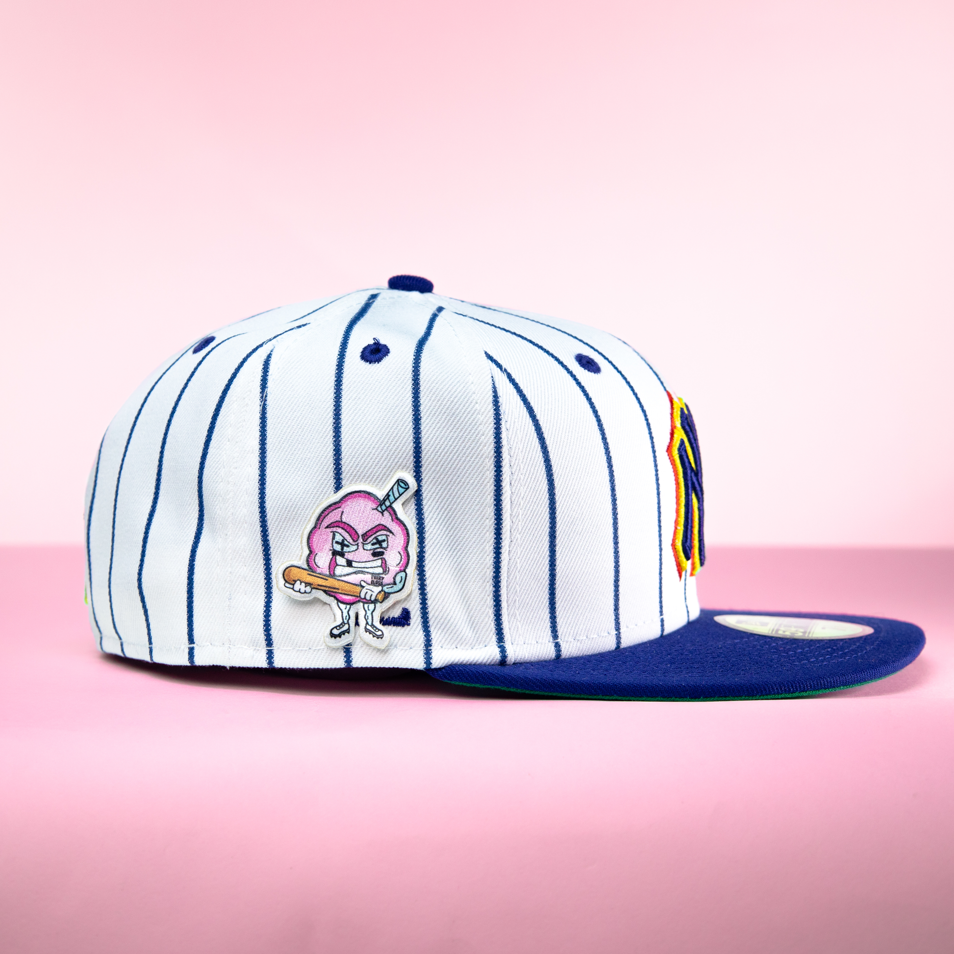 Cotton Candy Bubblegum Hat Patch Baseball Flavor Embroidered Iron On