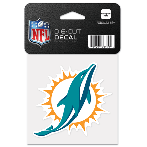 2013 Miami Dolphins Primary Team Logo Die Cut Decal 4" x 4" (Colored) 
