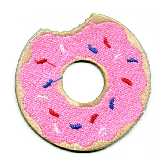 Pink Donut Embroidered Iron On Patch 