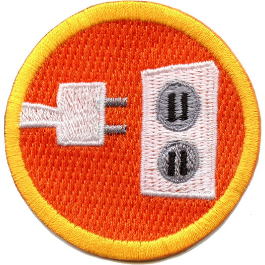 Electrical Plug Safety Merit Badge Embroidered Iron-on Patch 