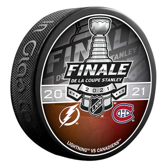 2021 NHL Stanley Cup Final French Dueling Puck Montreal Canadiens vs Lightning 