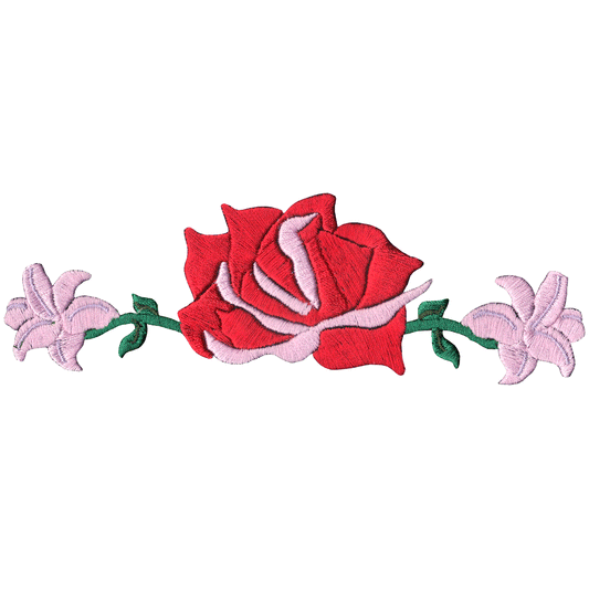 Rose With Pink Flowers Embroidered Patch 