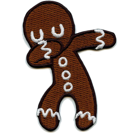 Dabbing Gingerbread Man Embroidered Iron On Patch 