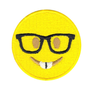 Emoji With Glasses Embroidered Iron On Patch 