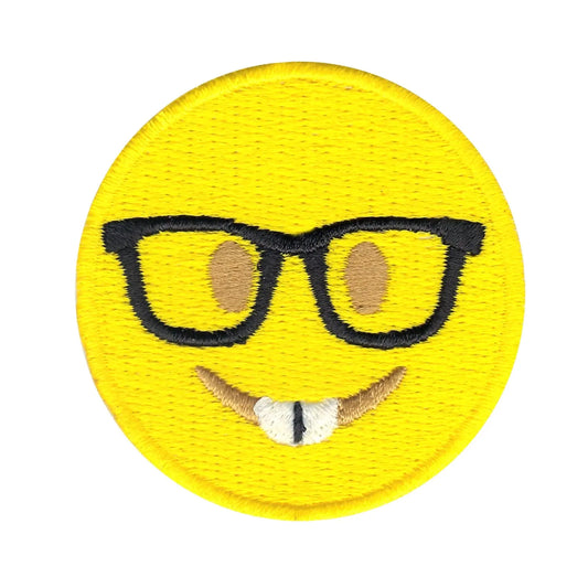 Emoji With Glasses Embroidered Iron On Patch 
