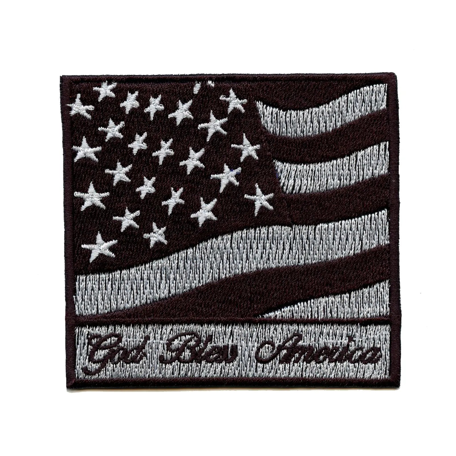 God Bless America Flag Black & White Iron On Patch