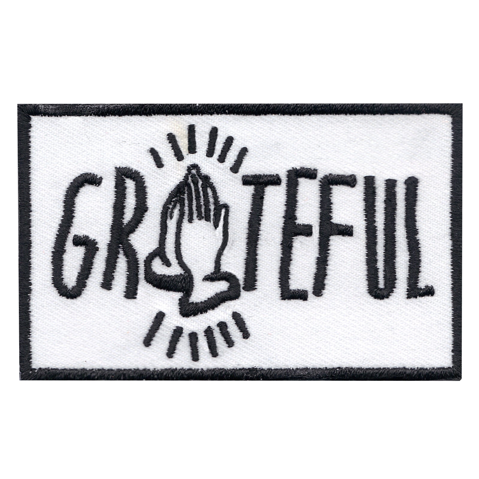 Praying Hands Grateful Iron On Embroidered Patch
