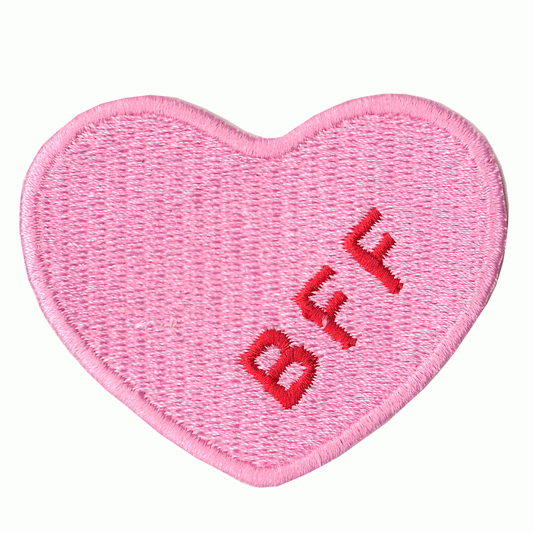 Pink Heart Best Friends Forever "BFF" Embroidered Iron on Patch 
