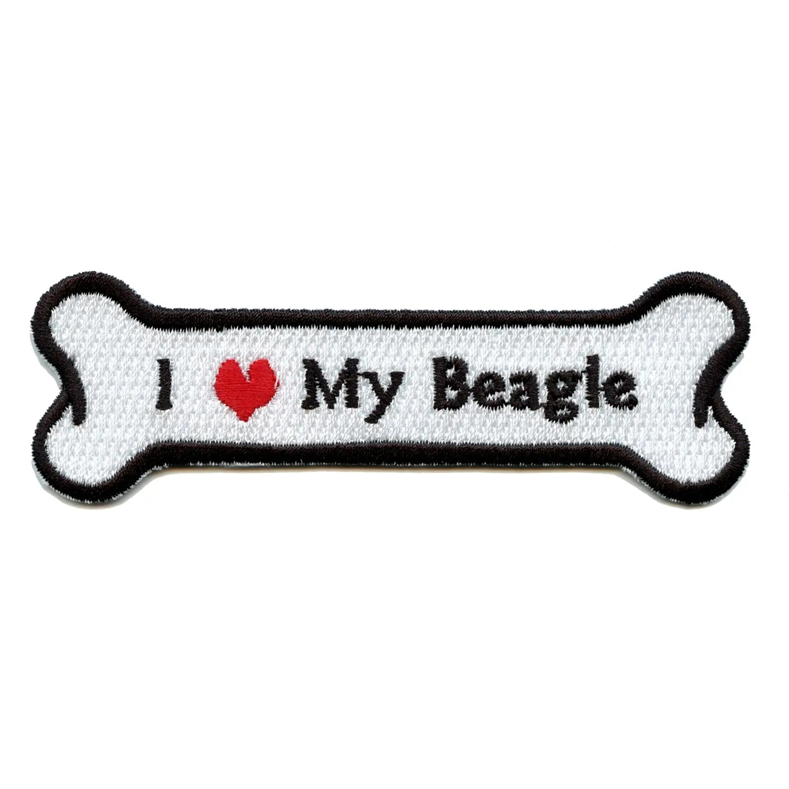 I Heart My Beagle Dog Bone Iron On Applique Patch