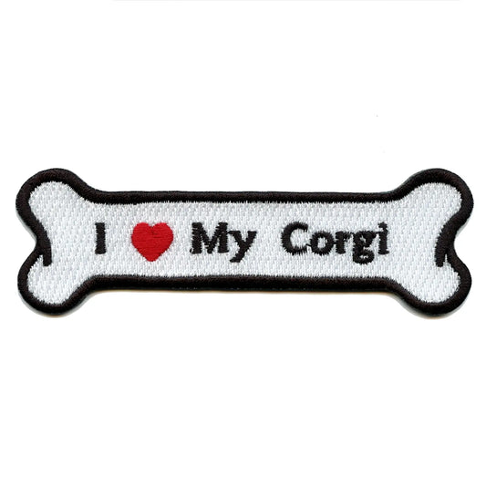 I Heart My Corgi Dog Bone Iron On Applique Patch 