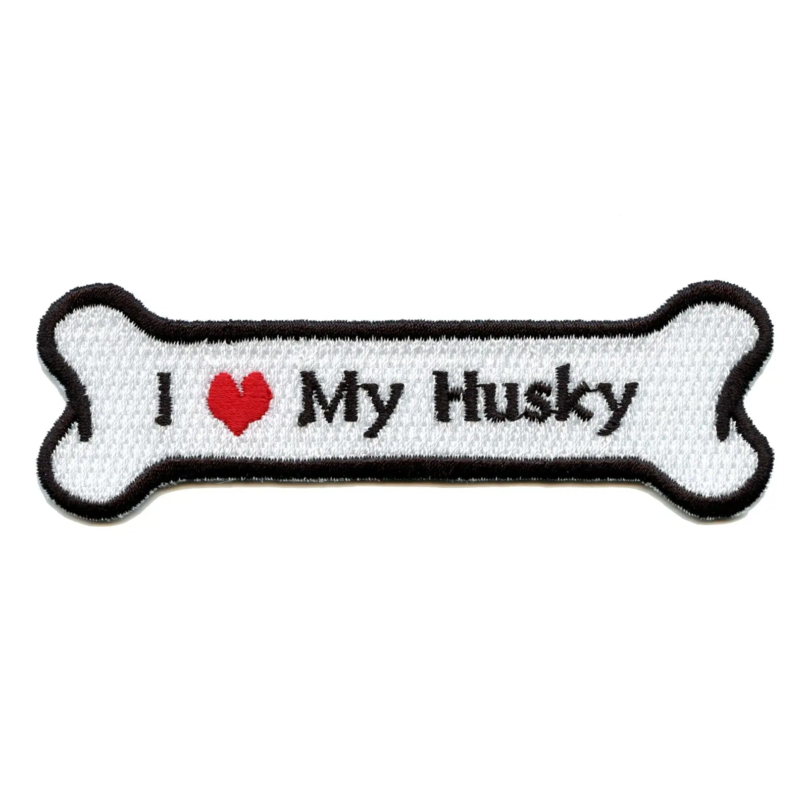 I Heart My Husky Dog Bone Iron On Applique Patch