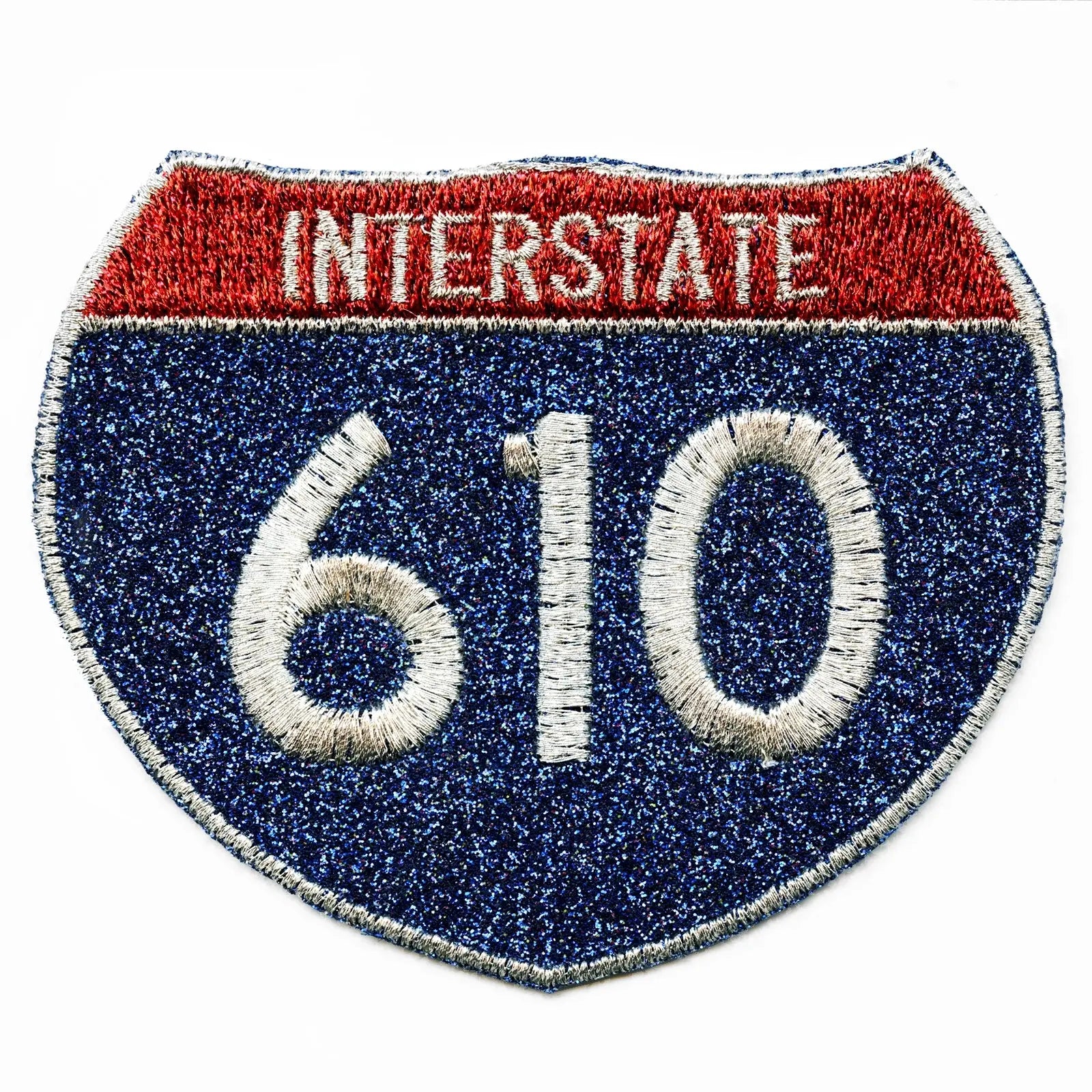 Houston Interstate I-610 Highway Sign Logo Iron On Glitter Sparkle Patch Bling