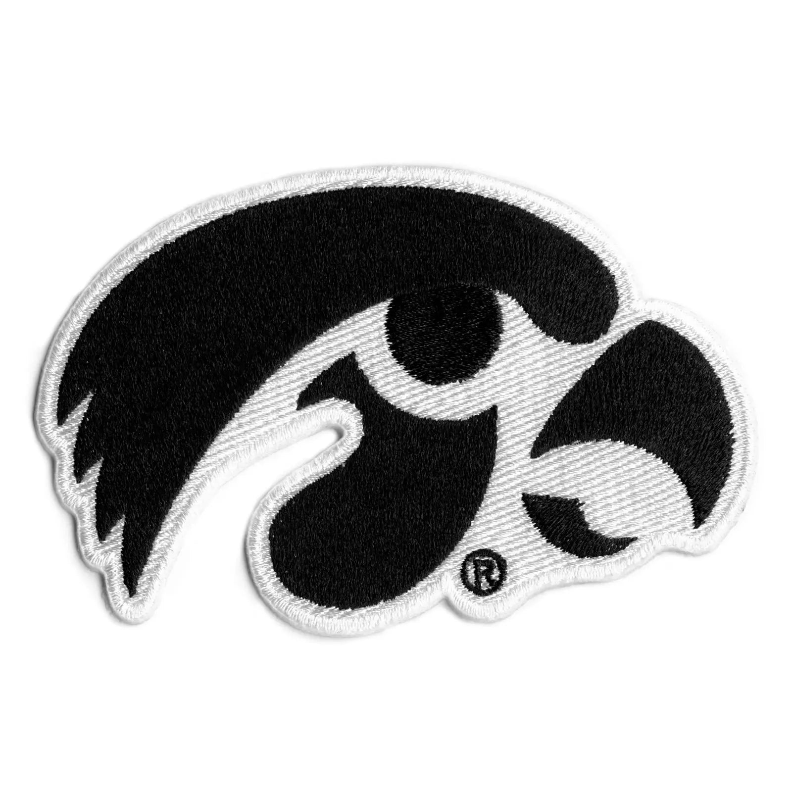 Iowa Hawkeyes Black and White Primary Logo Embroidered Iron on Patch M