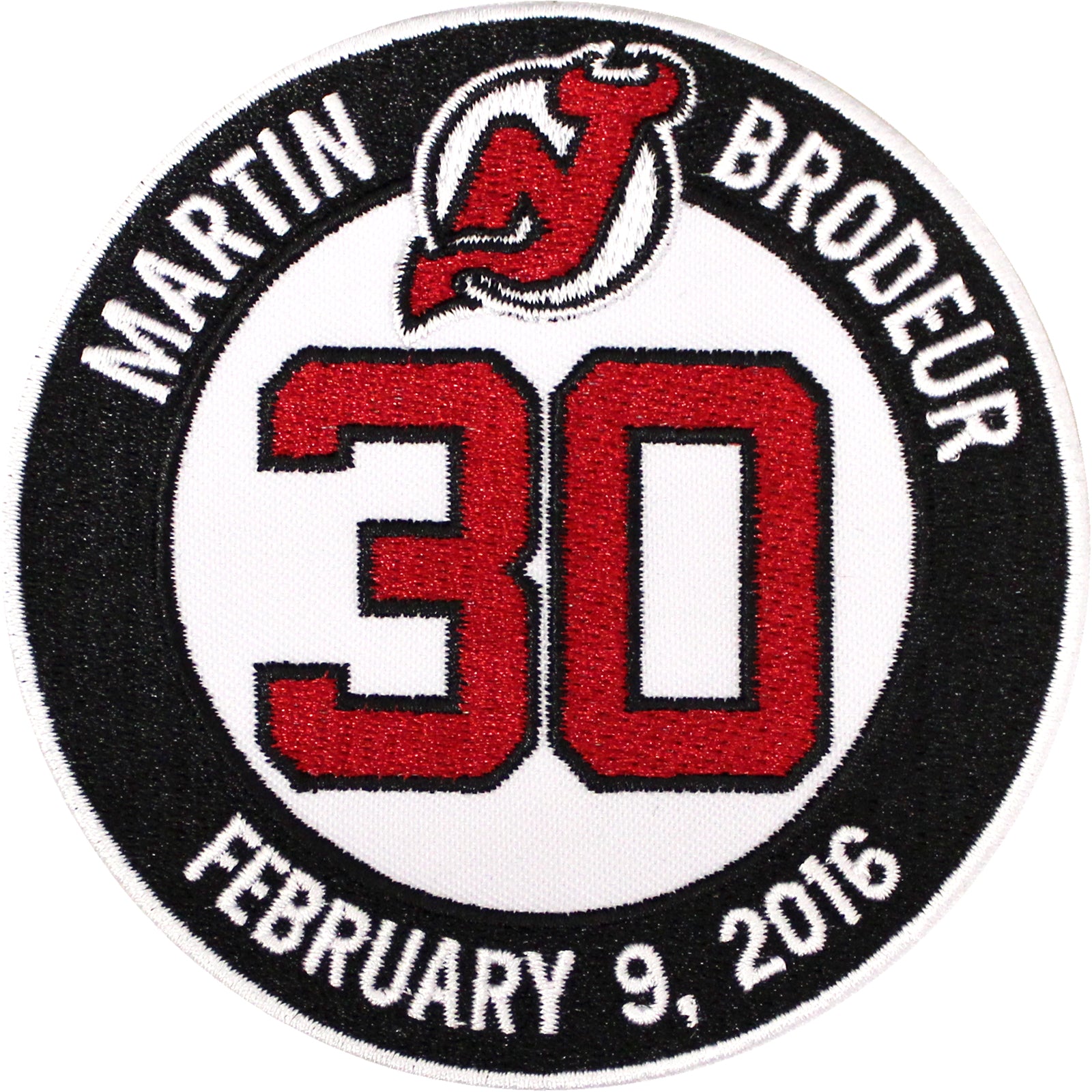 Martin Brodeur Retirement Ceremony New Jersey Devils Jersey #30 Patch (2016)