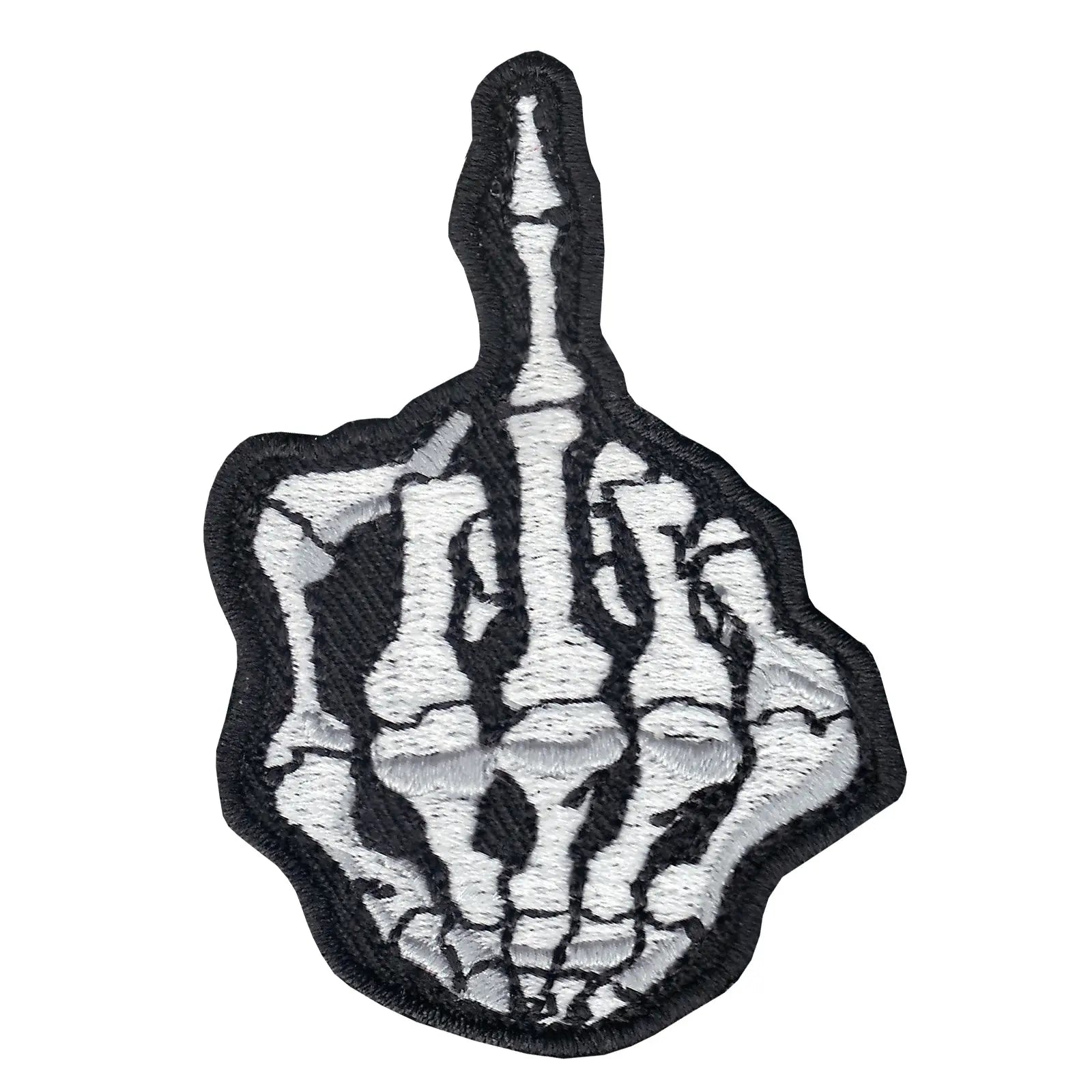 Skeleton Middle Finger Iron On Embroidered Patch