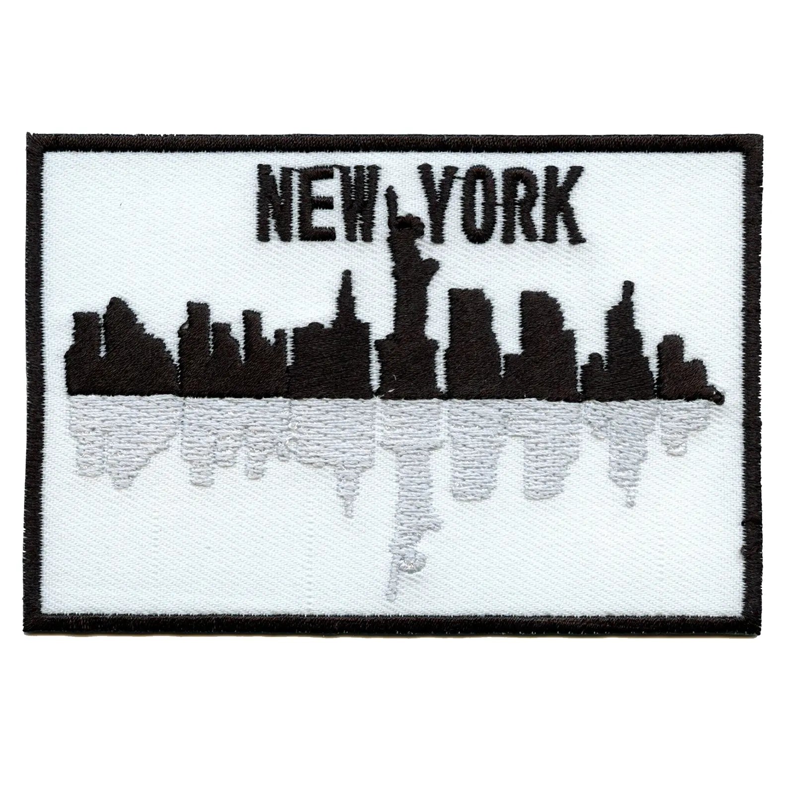 "New York" City Skyline Box Logo Embroidered Iron On Patch