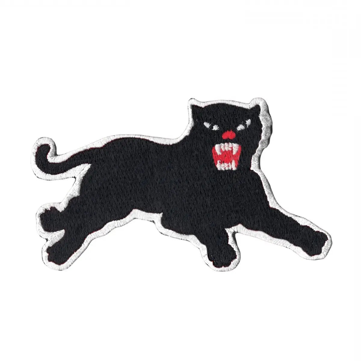Panther White Border Iron On Embroidered Patch