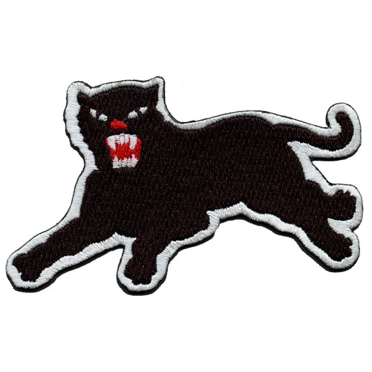 Panther White Border Iron On Embroidered Patch (Left) 